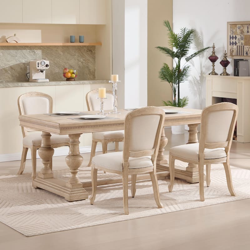 Set of 2 French Country Dining Chairs, Upholstered with Fan-Shaped Back