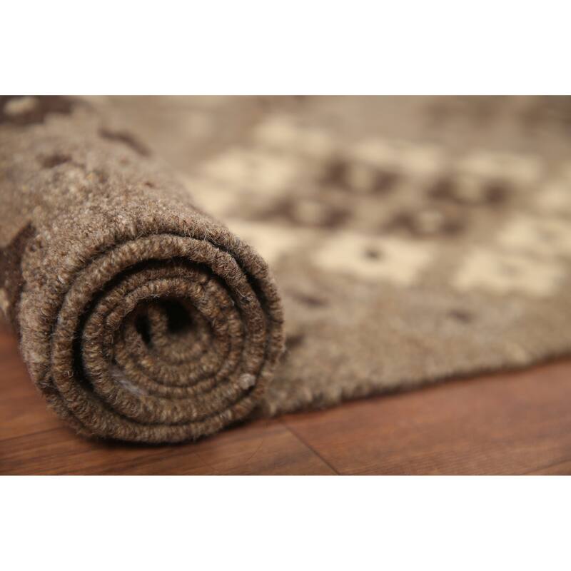 Hand Woven Oriental 100% Wool Carpet Southwestern All-Over Brown Kilim Area Rug - 6' 6'' X 5' 1''