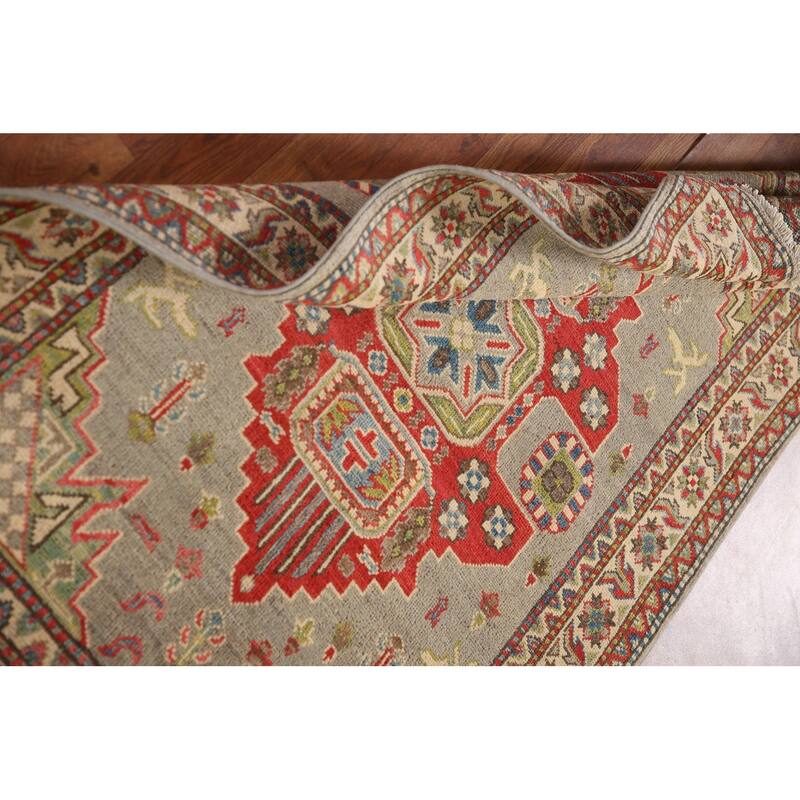 Kazak Oriental Accent Rug Hand-Knotted Grey Wool Carpet - 3'2"x 5'0"