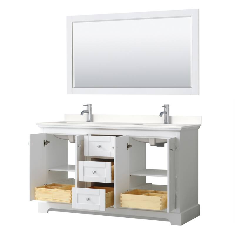 Avery 60-inch Double Vanity, Quartz Top, 58-inch Mirror