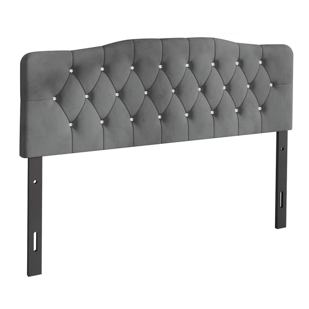 CraftPorch Velvet Button Tufted Curved Adjustable Headboard