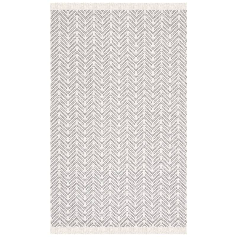 SAFAVIEH Handmade Natura Kazumi Wool Fringe Rug - 6' Square - Ivory/Grey