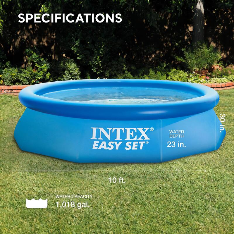 Intex Easy Set 10' x 30" Round Inflatable Above Ground Swimming Pool with Cover - 18.9