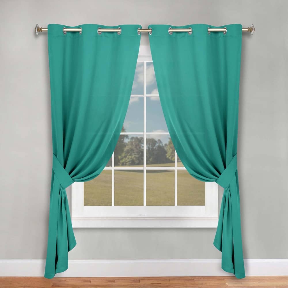 Superior Solid Machine Washable Room Darkening Grommet Blackout Curtains, Set of 2