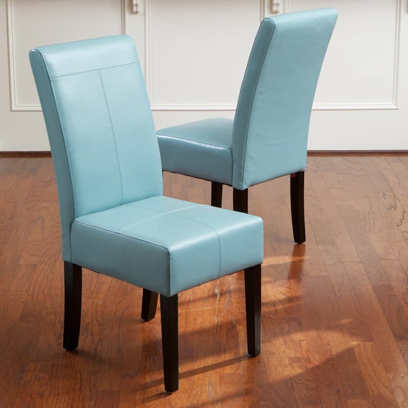Pertica Upholstered T-Stitch Dining Chairs (Set of 2) by Christopher Knight Home - Teal/ Faux Leather