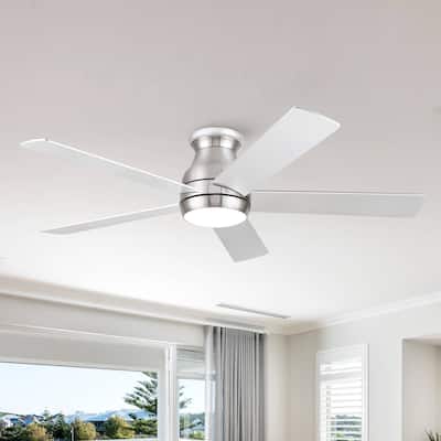 52in Modern Low Profile Ceiling Fan with LED Light Matte - 52