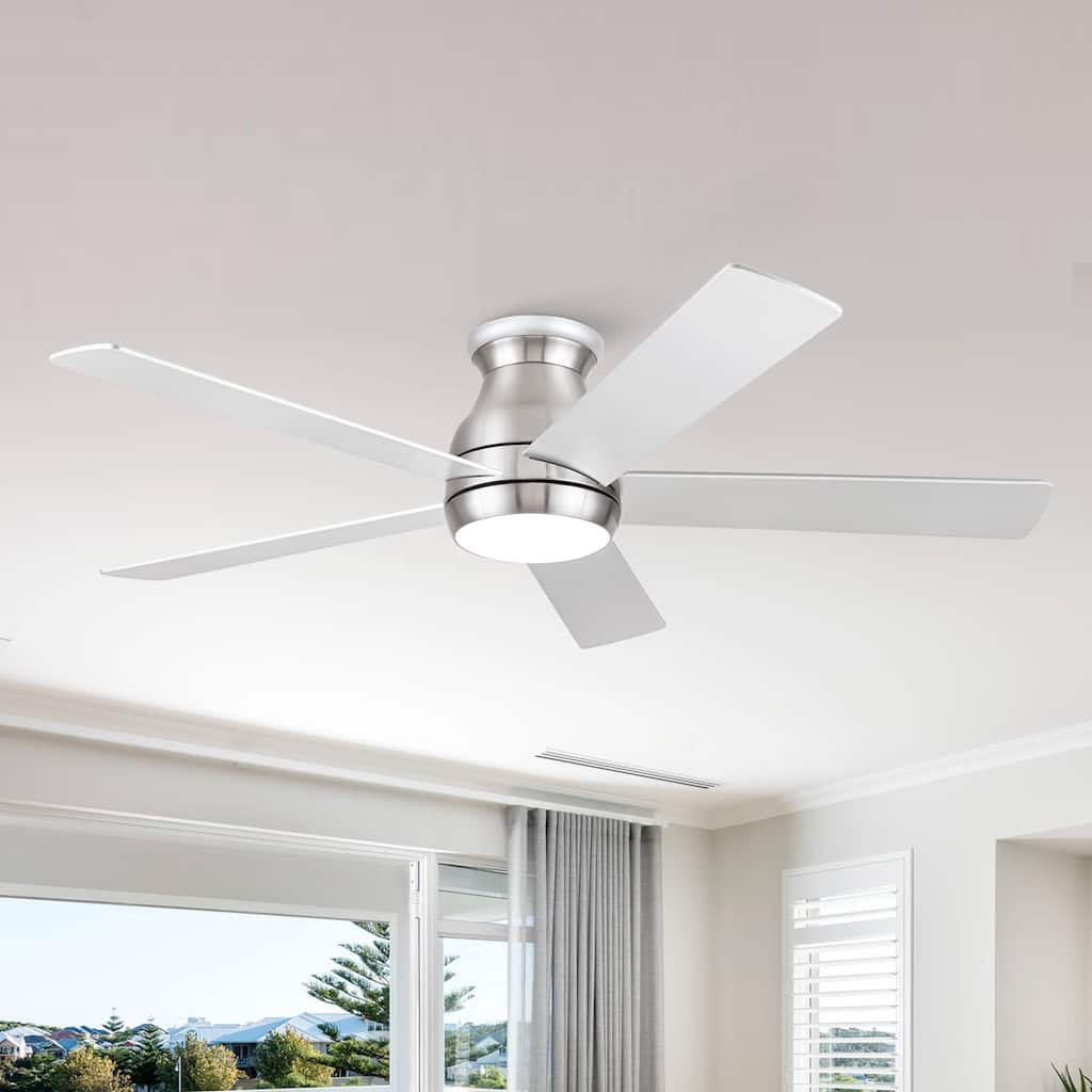 52in Modern Low Profile Ceiling Fan with LED Light Matte - 52