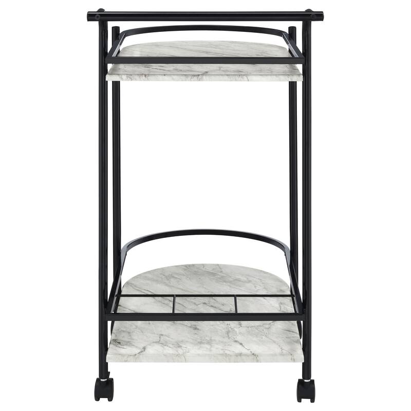 Desiree 2-tier Faux Marble Shelf Metal Bar Cart