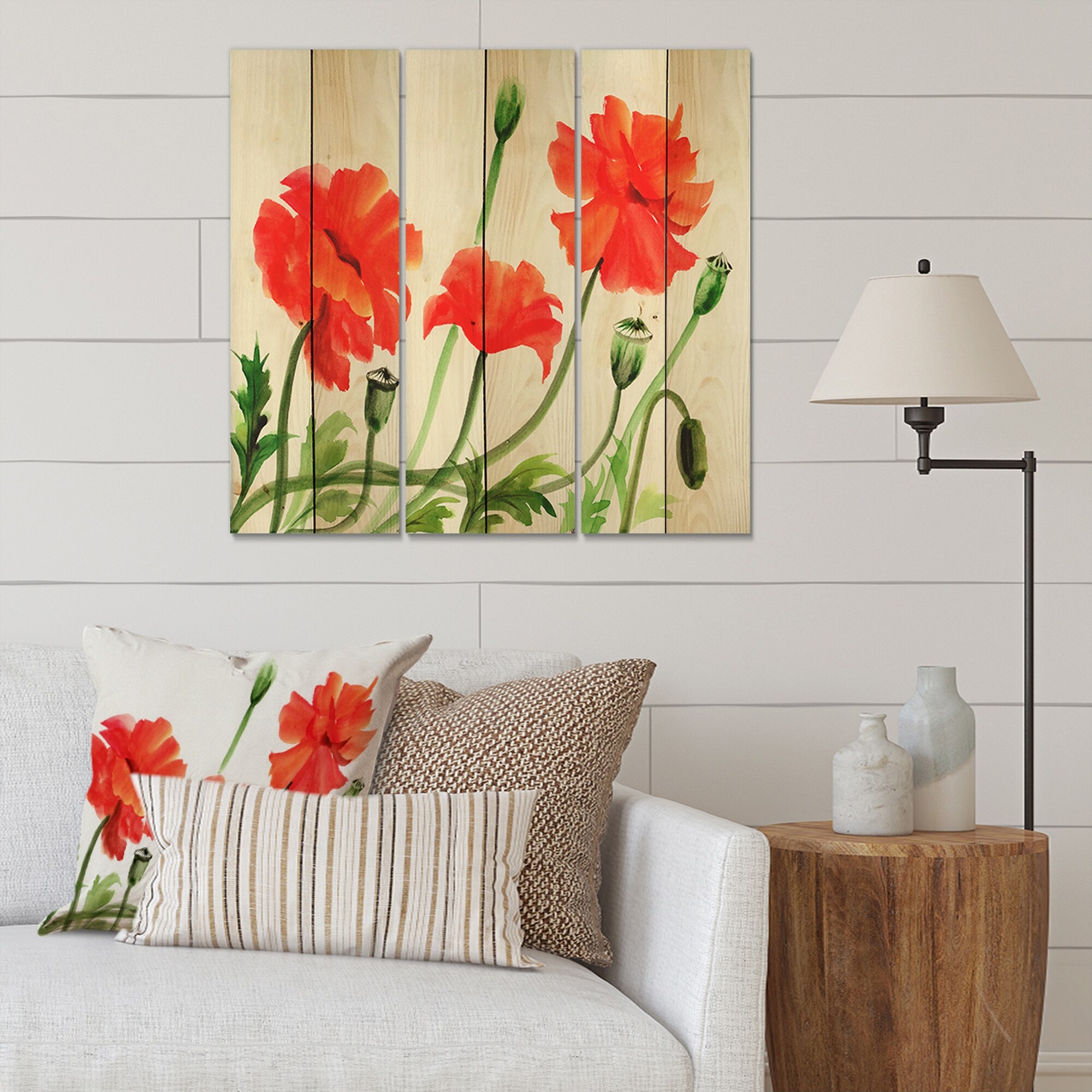 Designart 'Vintage Red Poppies III' Traditional Print on-image