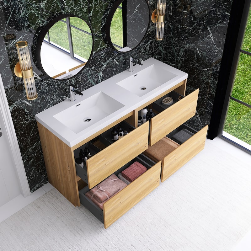 Freestanding Bathroom Vanity with Integrated Resin Top
