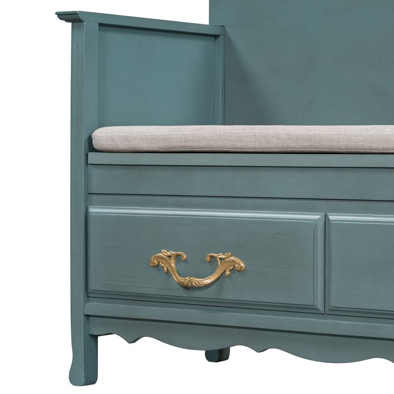 42 Inch Wide Storage Bench For Entryway Bench with Removable Cushion