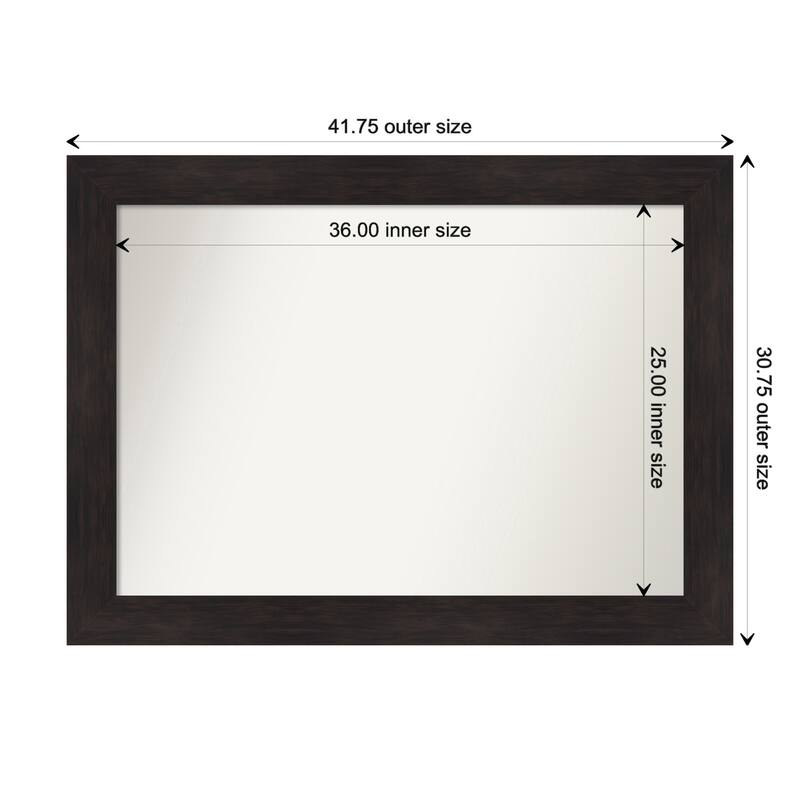 Furniture Espresso Framed Non-Beveled Custom Wall Mirror, Bathroom Vanity Mirror - Outer Size: 41.75 x 30.75