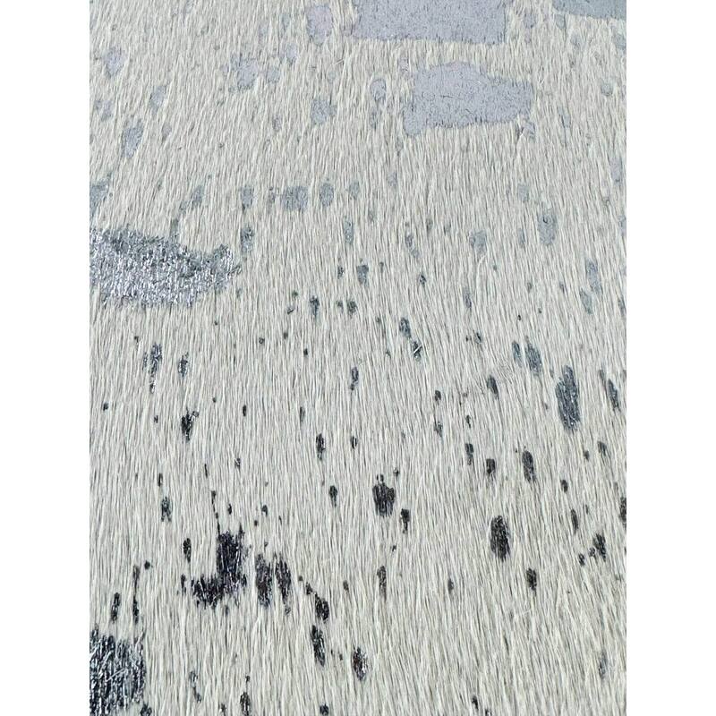 Pasargad Natural Cowhide Ottoman silver 19'' - 1' x 1'
