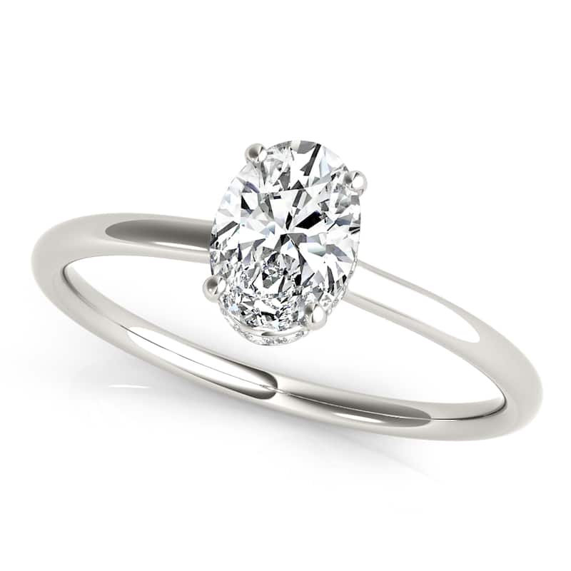 Auriya 14k White Gold Lab Grown Oval Diamond Halo Engagement Ring 0.50 to 5.00 ct. tw. (F-G VS) - 1.00 ct. center - 6