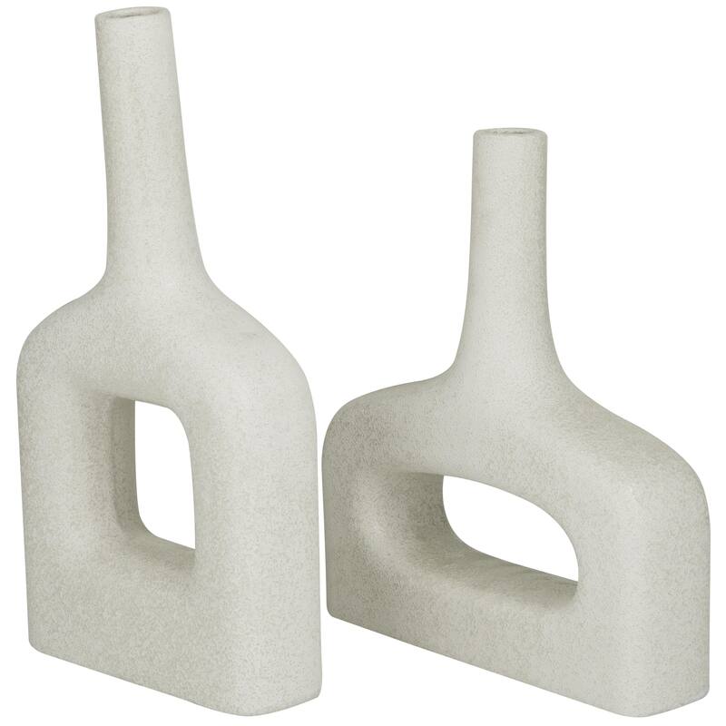 Ceramic Donut Shaped Decorative Vase - Set of 2 White or Black - CosmoLiving by Cosmopolitan