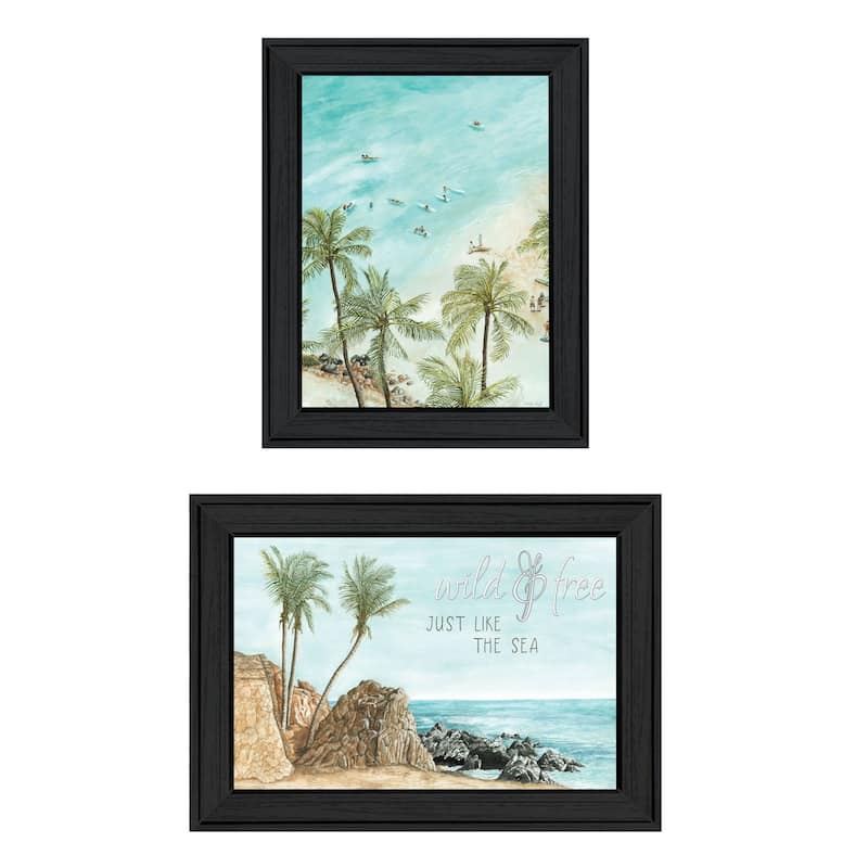 Trendy Decor 4U "Wild and Free" In the Ocean Breeze! Printed Framed Wall Art by Cindy Jacobs - Charcoal - 15 x 19
