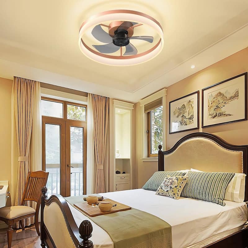 Modern Flush Mount Ceiling Fan with Lights