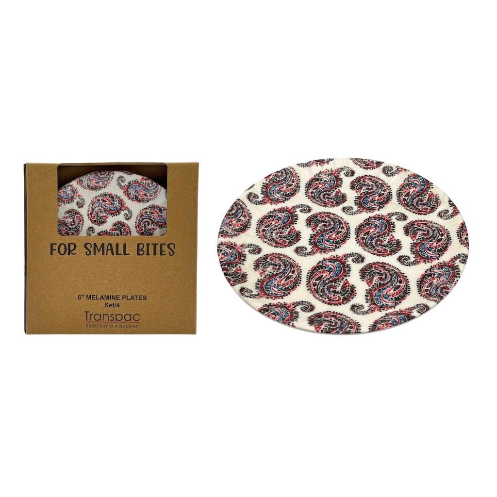 Transpac Melamine Blue Bandana App Plates Set of 4 Home Decorations Patriotic