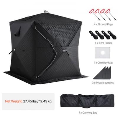 Black 4-Person Outdoor Sauna Tent with Insulated Fabric and Chimney Stove Compatible - 69.3 x 69.3 x 79 inch
