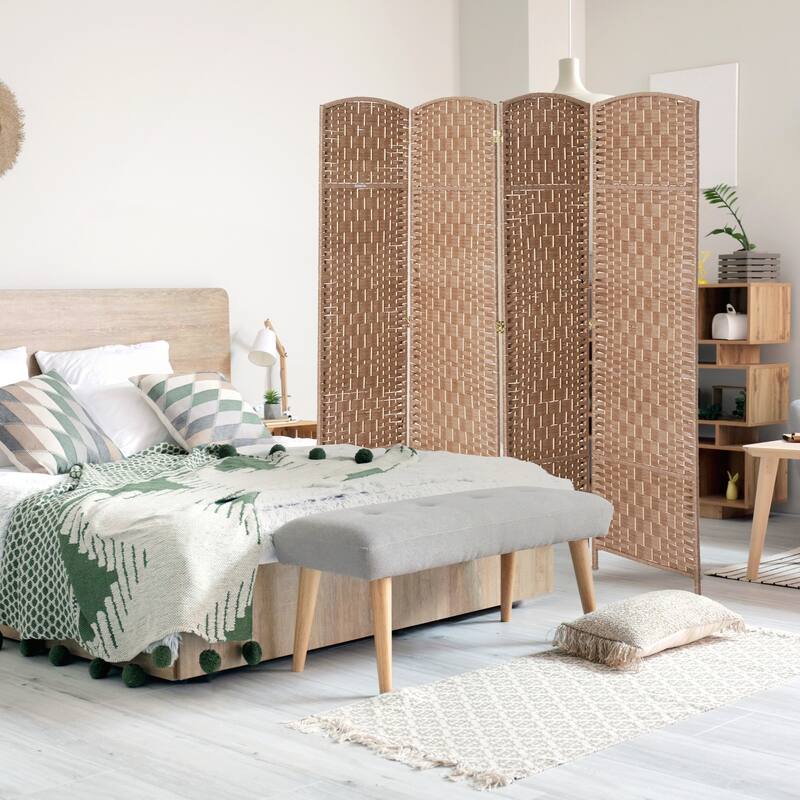 6' Tall Wicker Weave 6 Panel Room Divider Privacy Screen