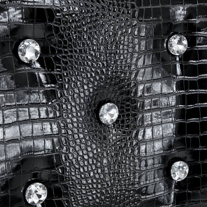 Retro Alligator-Embossed Faux Leather Dining Chairs with Crystal Buckle, Accent Upholstered Kitchen Chairs