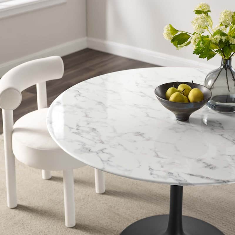 47" Round Artificial Marble Dining Table