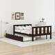 preview thumbnail 1 of 7, Full Size Classic Modern Design Solid Wood Platform Bed with Pull Out Trundle and Headboard and Footboard Espresso