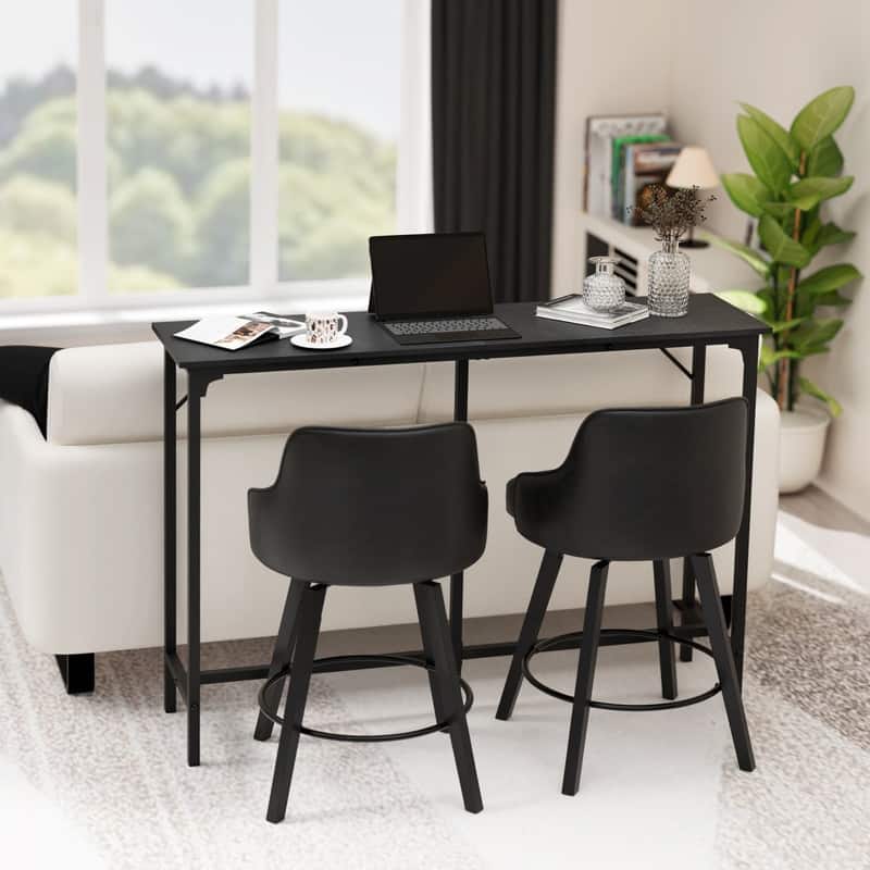 55'' Counter Height Bar Dining Table with Metal Frame Rectangular Pub Sofa Table for Kitchen ,Living Room