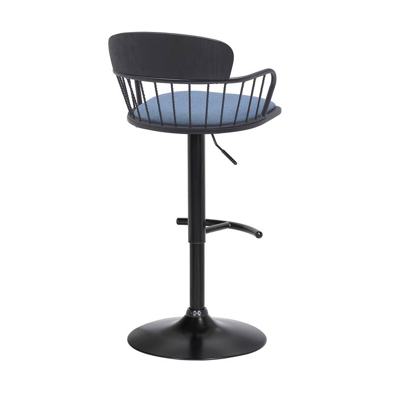 Nash Black Metal Upholstered Adjustable Swivel Bar Stool