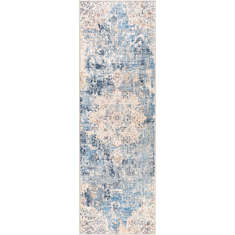 Soheila Vintage Medallion Area Rug - Cream/Blue - 2' 6" x 10'