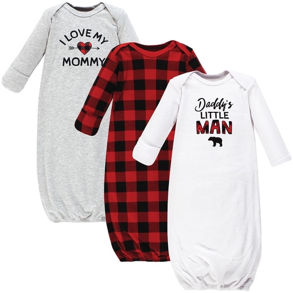 slide 1 of 1, Hudson Baby Infant Boy Cotton Gowns, Buffalo Plaid Family 0-6 Months - Buffalo Plaid Family