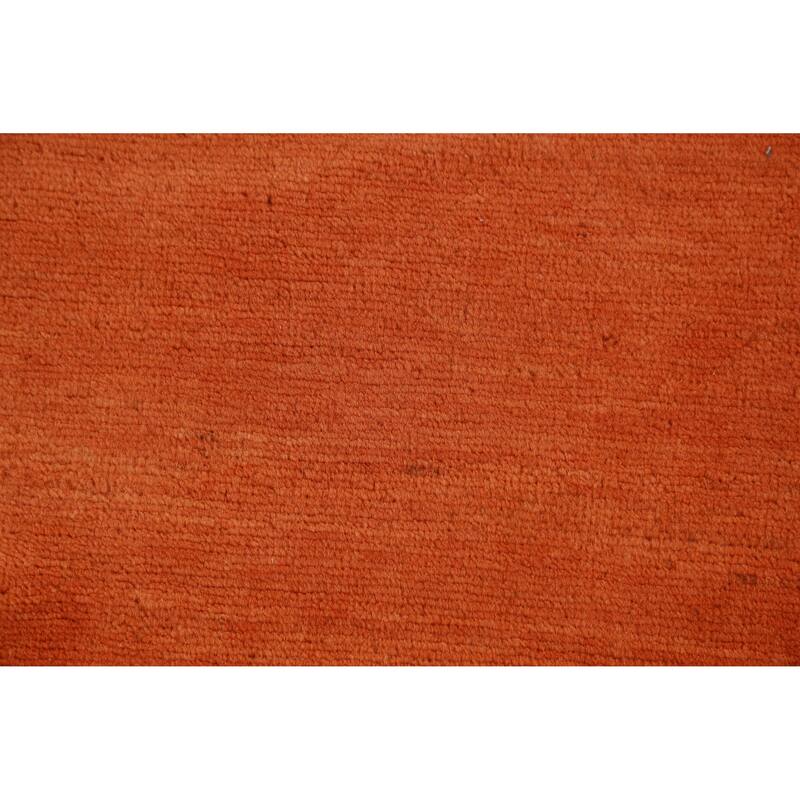 Modern Orange Gabbeh Oriental Accent Rug Hand-Knotted Wool Carpet - 2'9" x 3'11"
