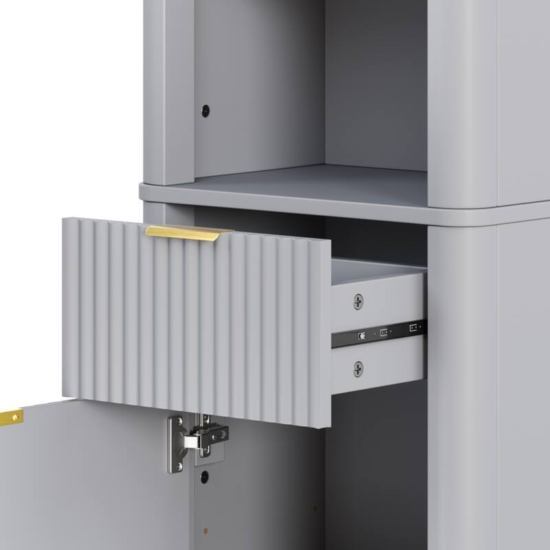 68" H Tall Bathroom Storage Cabinet with Adjustable Shelves and One Drawer & Door, Storage Cabinet for Bathroom, Living Room