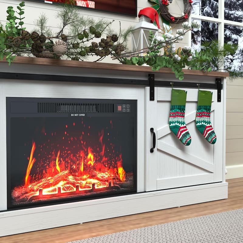 Kullavik Electric Fireplace Insert, 24in Freestanding 750/1500W Quiet Voice, 3 Flame Colors