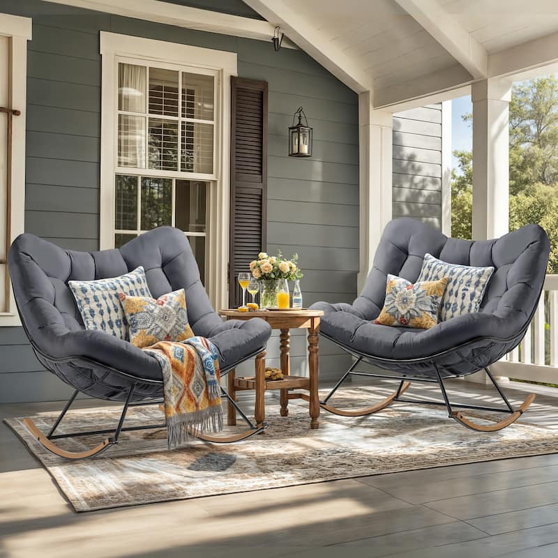 Moasis Outdoor Rocking Chair with Cushion - Gray - 2-Pieces