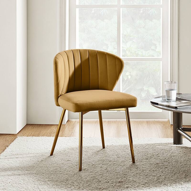 Aruna 20" Modern Velvet Tufted Back Accent Chair with Metal Legs by HULALA HOME