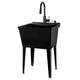 TEHILA Utility Sink Laundry Tub with Black High Arc Faucet and Soap Dispenser - Black