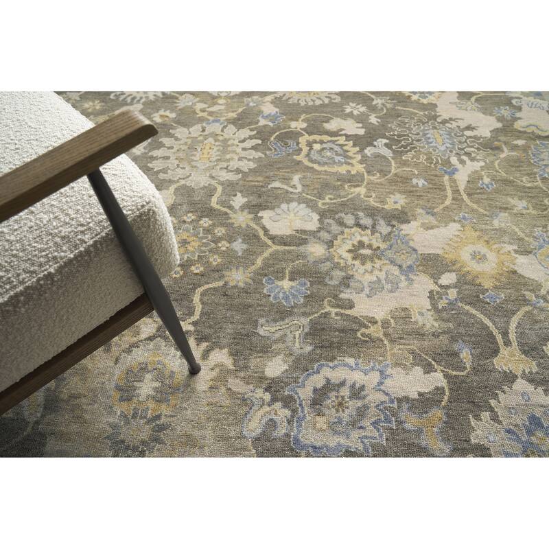 EXQUISITE RUGS Essex Hand-knotted New Zealand Wool Brown/Ivory/Rust Area Rug.