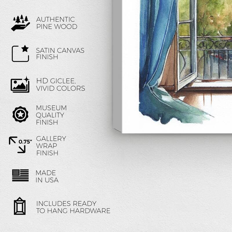 Wynwood Studio Fashion and Glam Morning View II Blue and Light Brown French Country Wall Art Canvas Print