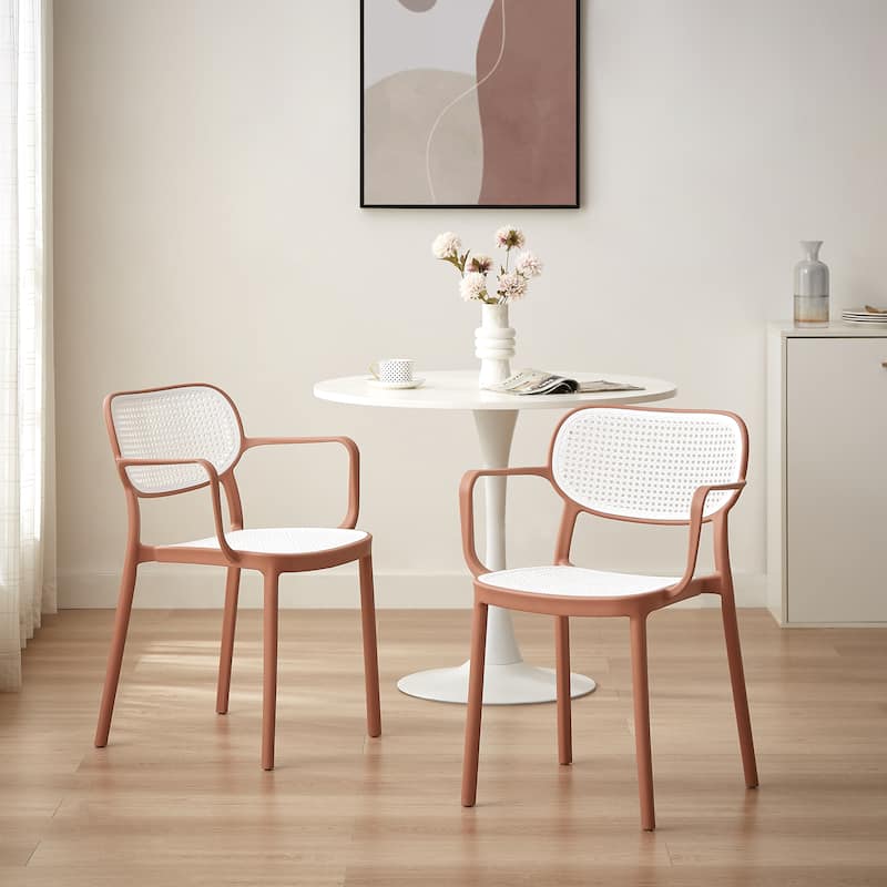 Art Leon Set of 2 Modern Stackable Indoor or Outdoor Dining Chair