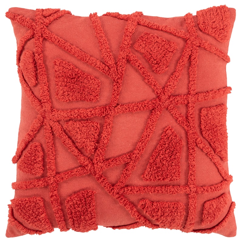 Rizzy Home Tufted Geometric Throw Pillow Cover - Coral