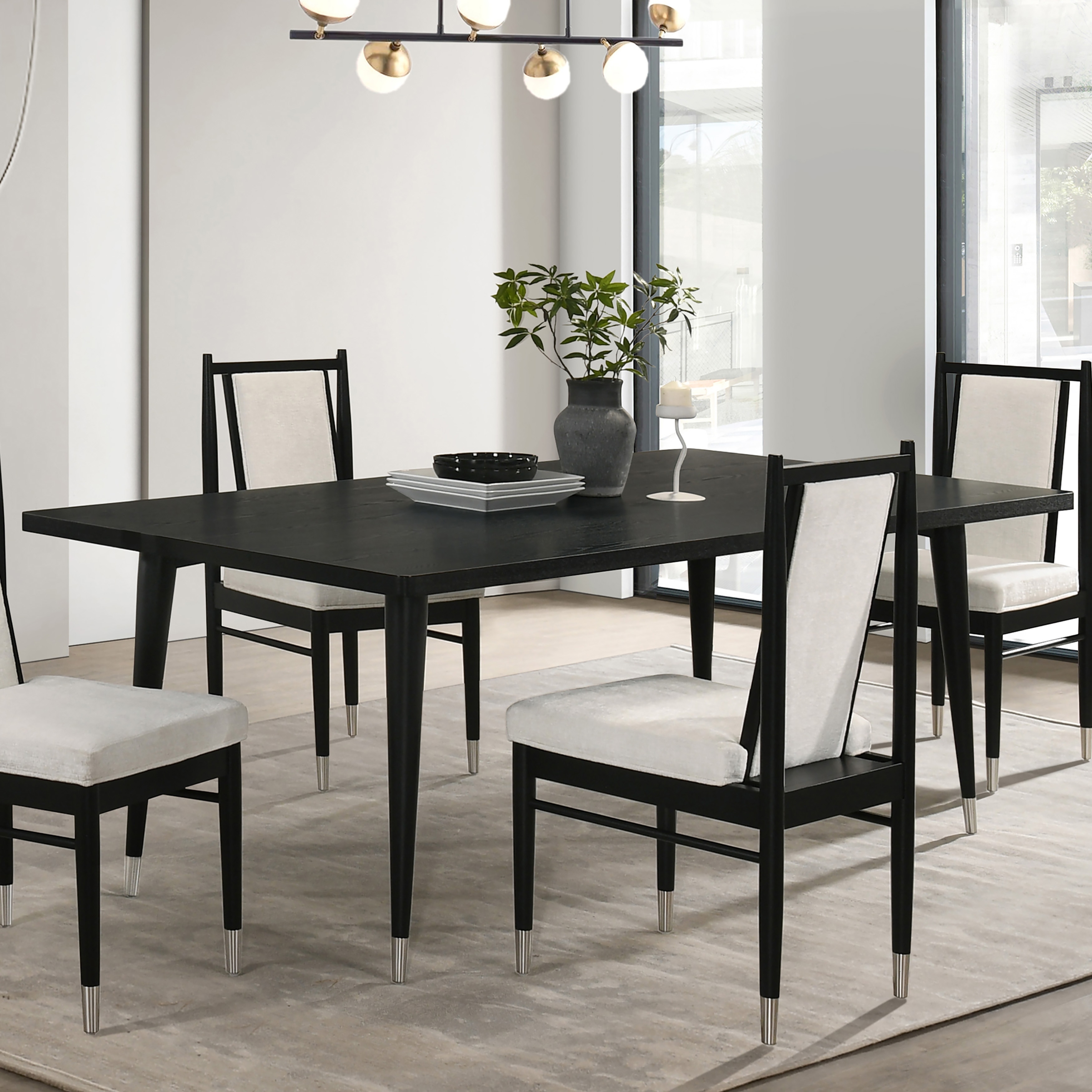 Furniture of America Kalor Modern Black Solid Wood Rectangle Dining Table