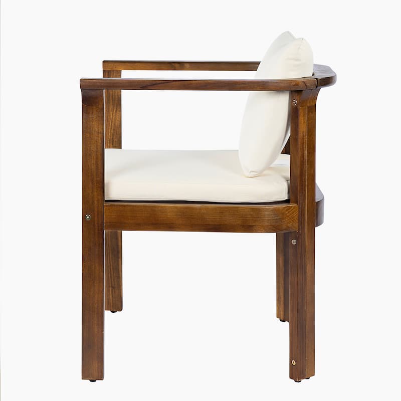 Christopher Knight Home - 5-Piece Outdoor Acacia Wood Dining Set with Curved Arm Chairs & Slat Round Table