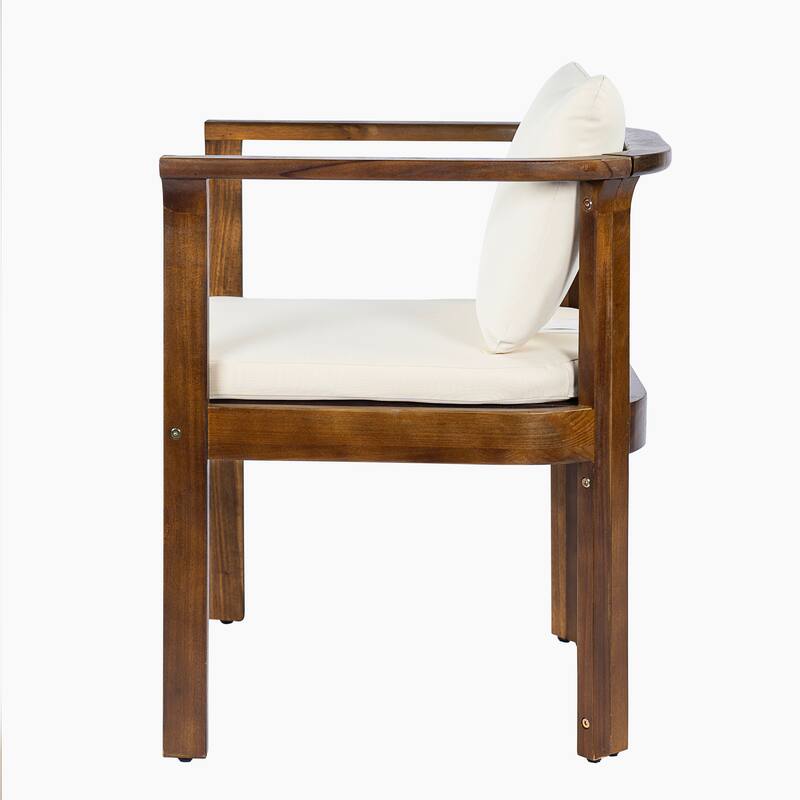 Christopher Knight Home - 7-Piece Outdoor Acacia Wood Dining Set with Curved Arm Chairs & 71" Expandable Dining Table