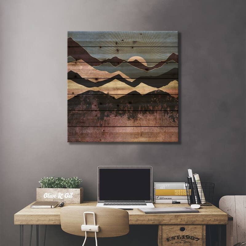 Crimson Peaks Print On Wood by SpaceFrog Designs - Multi-Color