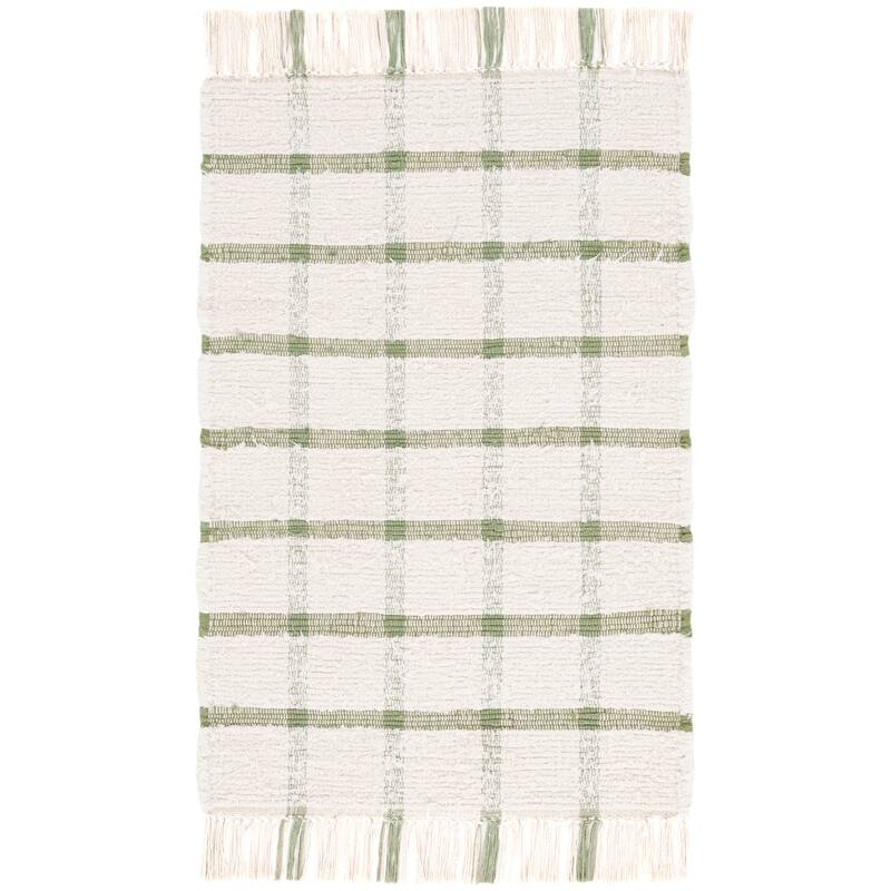 SAFAVIEH Handmade Montauk Espedita Cotton Rug - 2'3" x 5' - Ivory/Green