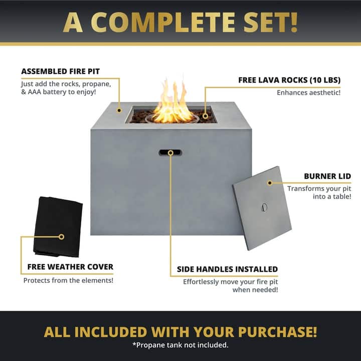 Kinger Home 32-Inch Outdoor Propane Alloy Steel Fire Pit for Patio