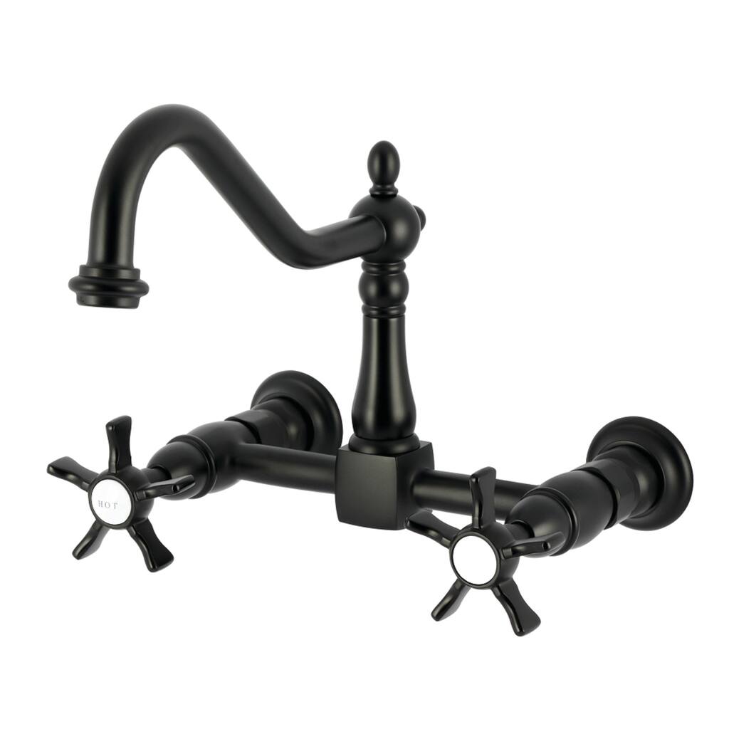 Kingston Brass Essex Double-Handle Wall-Mount Pre-Rinse Bridge Kitchen Faucet