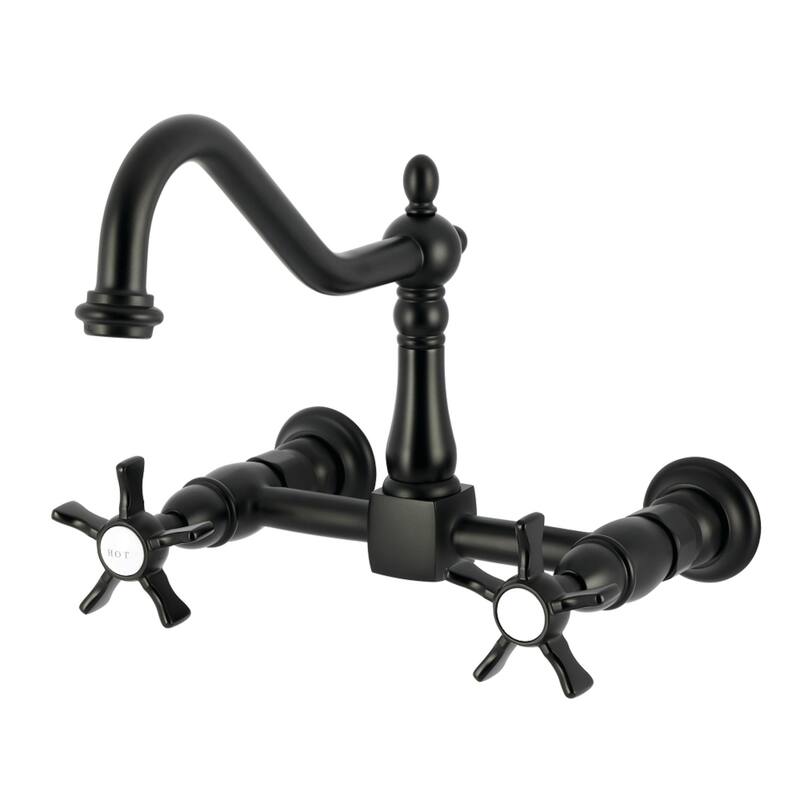 Kingston Brass Essex Double-Handle Wall-Mount Pre-Rinse Bridge Kitchen Faucet