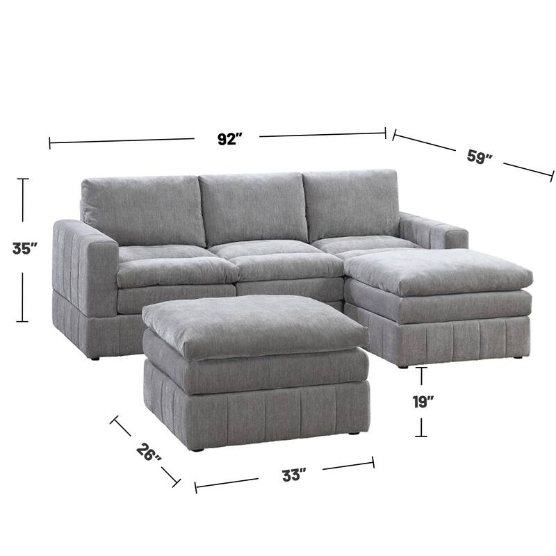 Morgan Fabric 5 Piece Modular Sofa Set